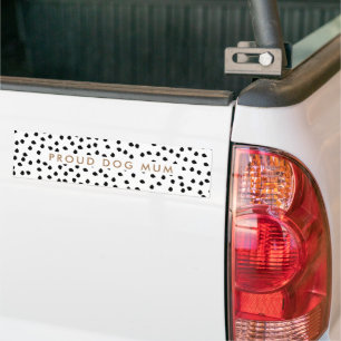 Proud Dog Mum Sign White Polka dots Bumper Sticker