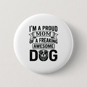 Proud Dog Mum Vintage Engraving Vector Design_1 6 Cm Round Badge