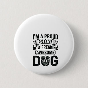Proud Dog Mum Vintage Engraving Vector Design_1 6 Cm Round Badge