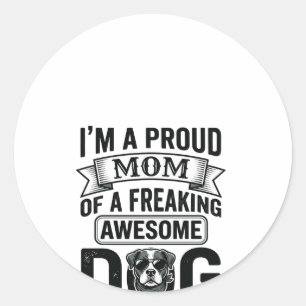 Proud Dog Mum Vintage Engraving Vector Design_1 Classic Round Sticker