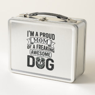 Proud Dog Mum Vintage Engraving Vector Design_1 Metal Lunch Box