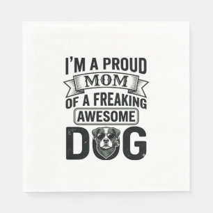 Proud Dog Mum Vintage Engraving Vector Design_1 Napkin