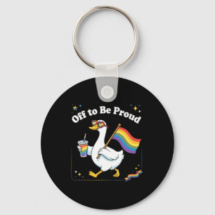Proud Duck On Parade Rainbow Drink Key Ring
