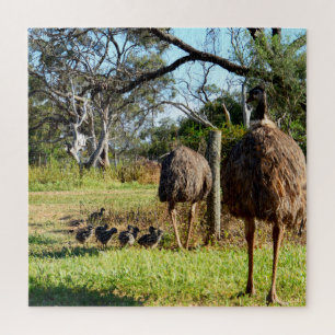 Proud Emu Parents With Chicks, Jigsaw Puzzle