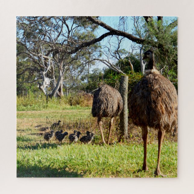 Proud Emu Parents With Chicks, Jigsaw Puzzle (Vertical)