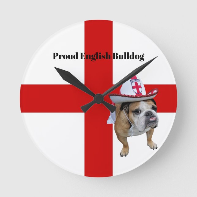 Proud English Bulldog Round Clock (Front)