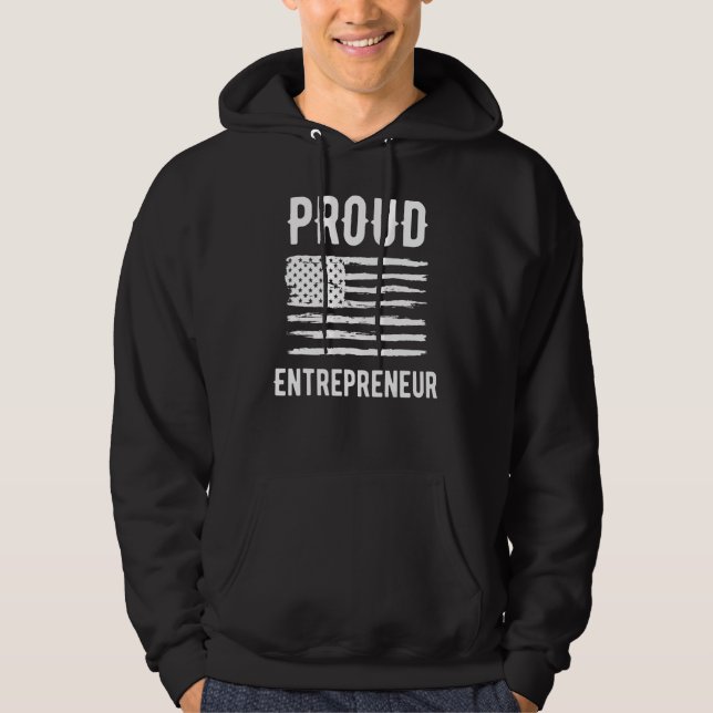 Proud Entrepreneur Profession American Flag Hoodie (Front)