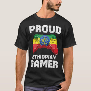 Proud Ethiopian Gamer Ethiopia Flag Video Games Pa T-Shirt