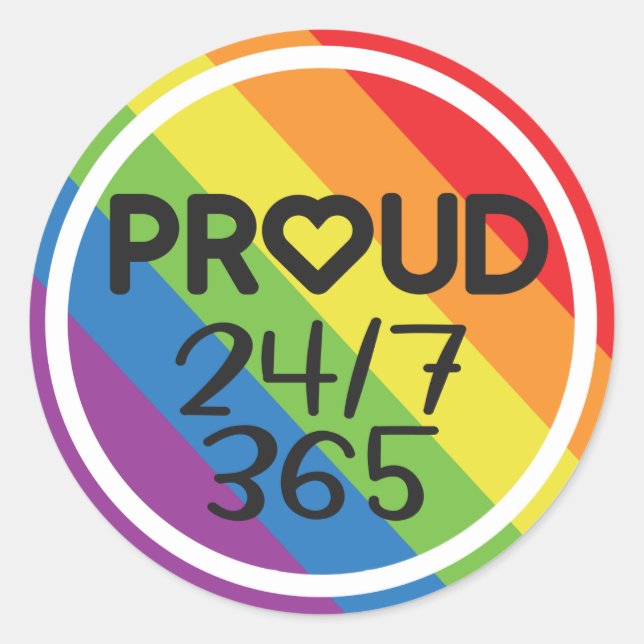 Proud everyday rainbow colours pride month classic round sticker (Front)