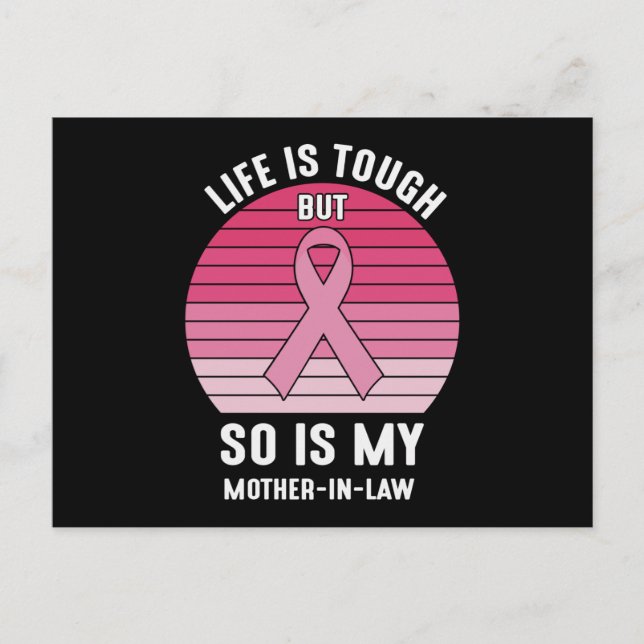 Proud Family Breast Cancer Warrior Mother-in-Law Postcard (Front)