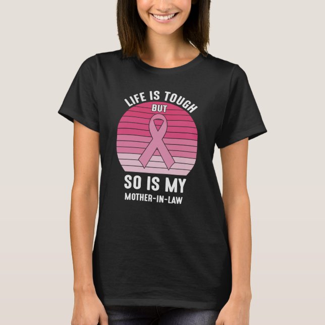 Proud Family Breast Cancer Warrior Mother-in-Law T-Shirt (Front)