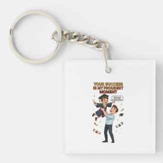 Proud Father Celebrating Child's Graduation Succes Key Ring