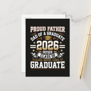 Proud Father Class of 2026 Graduate Announcement Postcard