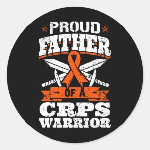 Proud Father Of A CRPS Warrior RSD Awareness Ribbo Classic Round Sticker