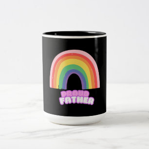 Proud Father Rainbow Dad Father's Day Cute Retro D Two-Tone Coffee Mug
