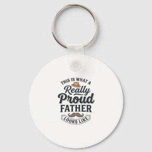 Proud Father Vintage Engraving Quote Design_1 Key Ring
