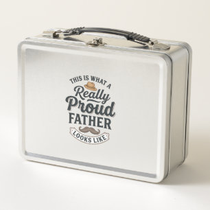 Proud Father Vintage Engraving Quote Design_1 Metal Lunch Box