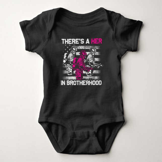 Proud Female Firefighter Women Fire Fighting Girl Baby Bodysuit (Front)