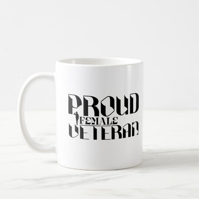 Proud Female Veteran American Girl Retired Soldier Coffee Mug (Left)