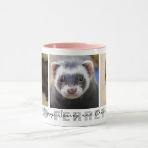 Proud Ferret Mum Custom 3 Photo Collage Mug
