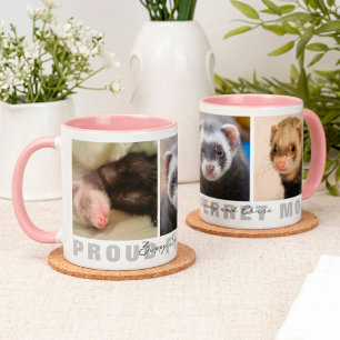 Proud Ferret Mum Custom 3 Photo Collage Mug
