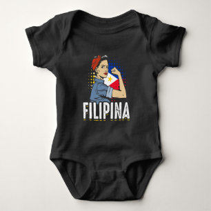 Proud Filipina Woman Girl Philippines Flag Baby Bodysuit