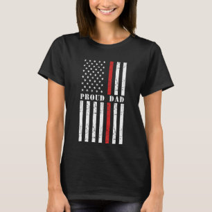 Proud Firefighter Dad Fireman American Flag Suppor T-Shirt
