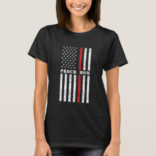 Proud Firefighter Mom Fireman American Flag Suppor T-Shirt