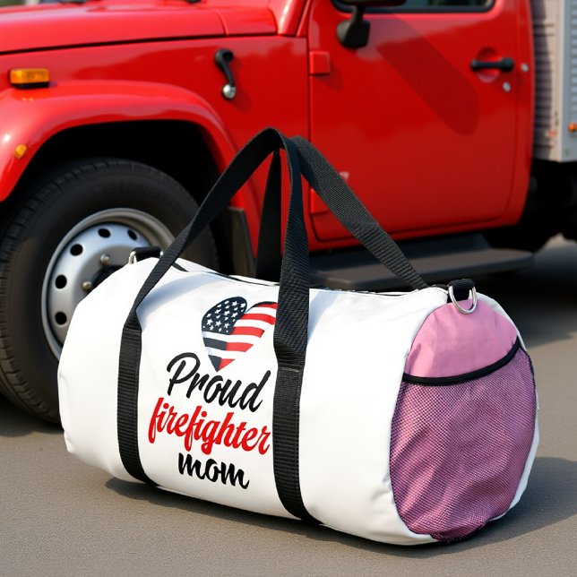 Proud Firefighter Mum American Heart Duffle Bag (Creator Uploaded)