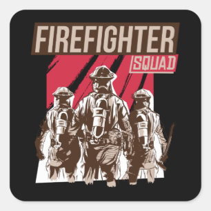 Proud Firefighter Squad Square Sticker