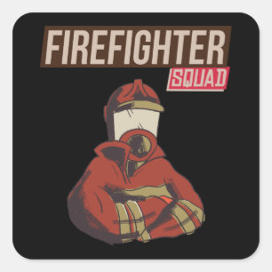 Proud Firefighter Squad Square Sticker