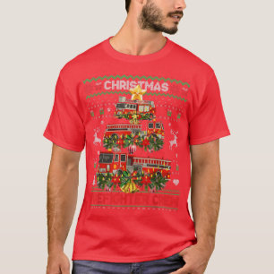 Proud Firefighter Ugly Sweater Fire Truck Christma