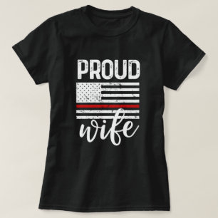 Proud Firefighter Wife American Flag Gift T-Shirt