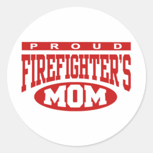 Proud Firefighter's Mum Classic Round Sticker