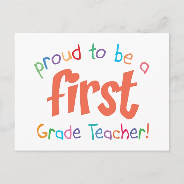 Proud First Grade Teacher Postcard (Front)