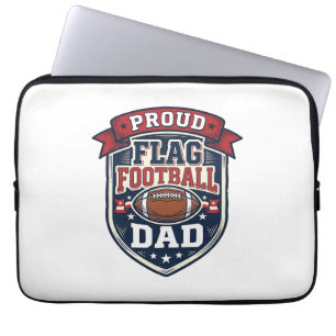 Proud Flag Football Dad Vintage Patriotic Badge De Laptop Sleeve