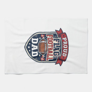 Proud Flag Football Dad Vintage Patriotic Badge De Tea Towel