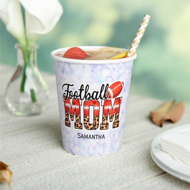 Proud Football Mum – Game Day Enthusiast Paper Cups (Insitu)