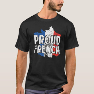 Proud French France Map Patriotic French Flag T-Shirt