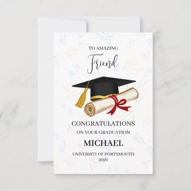Proud Friend Graduation Personalized Card (Front)