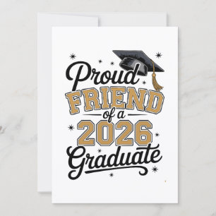 Proud Friend Of A 2026 Graduate Gold Graduation Thank You Card