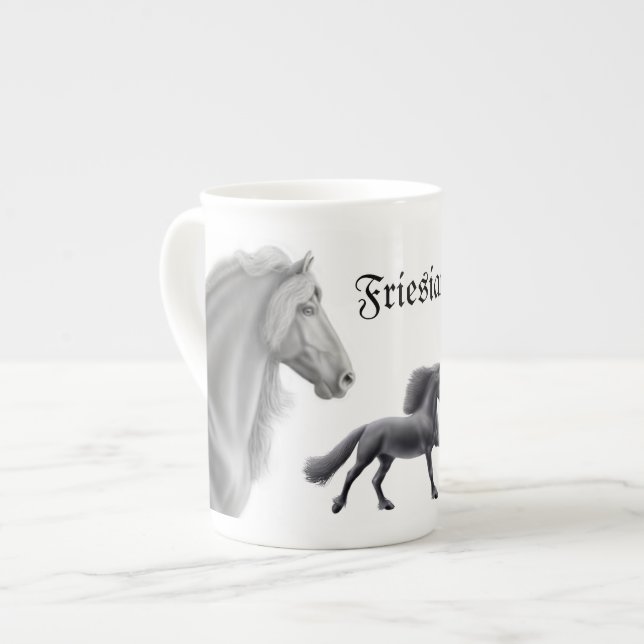 Proud Friesian Horse Customisable Bone China Mug (Front Left)