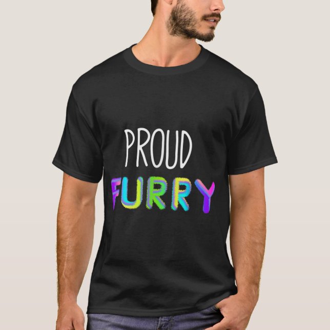 Proud Furry Fursuit Pride Rainbow Fur Cosplay Cost T-Shirt (Front)