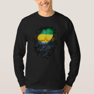 Proud Gabonese Roots Heritage Torn Ripped Gabon Fl T-Shirt