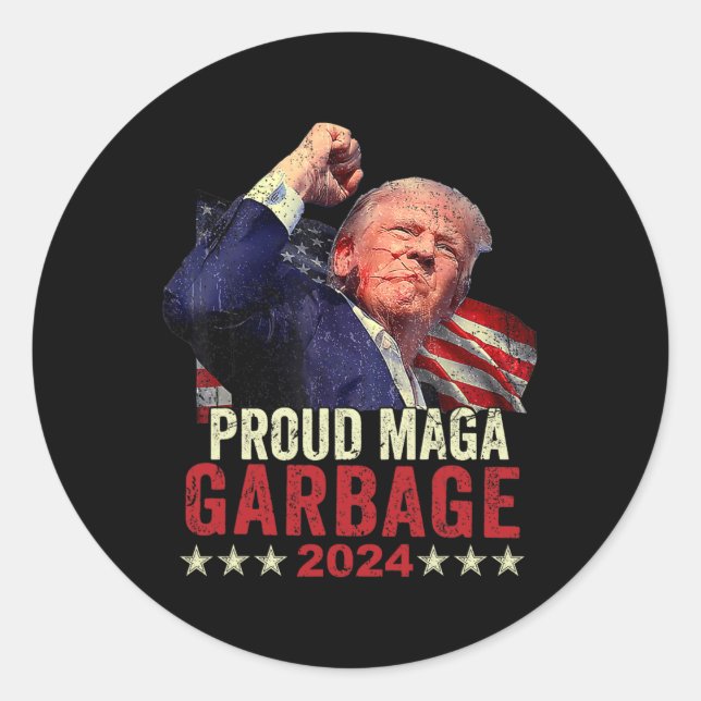 Proud Garbage Trump Supporter 4  Classic Round Sticker (Front)