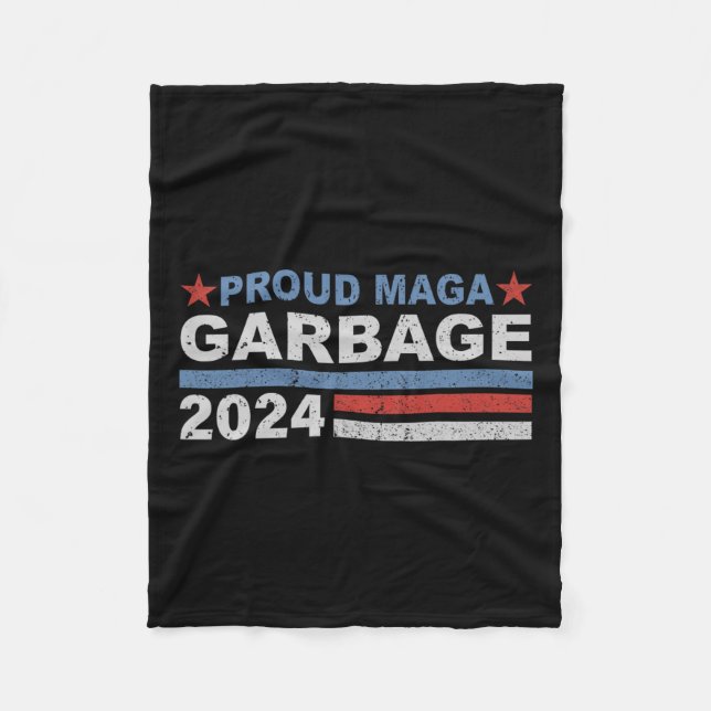 Proud Garbage Trump Supporter  Fleece Blanket (Front)