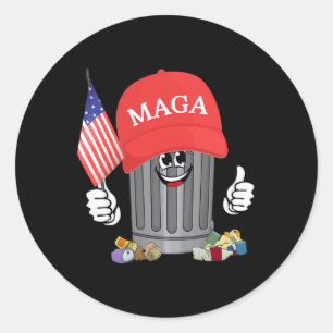Proud Garbage Trump Supporter Trash Can Cartoon Fu Classic Round Sticker