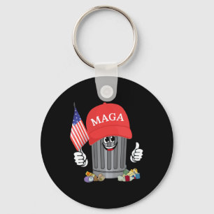 Proud Garbage Trump Supporter Trash Can Cartoon Fu Key Ring