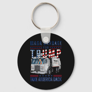 Proud Garbage Trump Supporter Trump Garbage Truck Key Ring