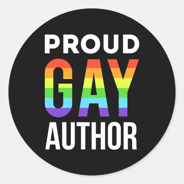 Proud Gay Author Writer Pride LGBTQ Classic Round Sticker (Front)